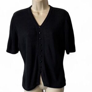 Vintage 90s Sag Harbor Black Silk Blend Cardigan, Women's Size M‎